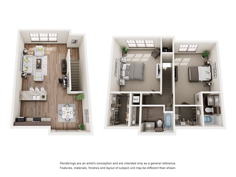 Floor plan for 2 beds, 2 baths, 1246 sqft